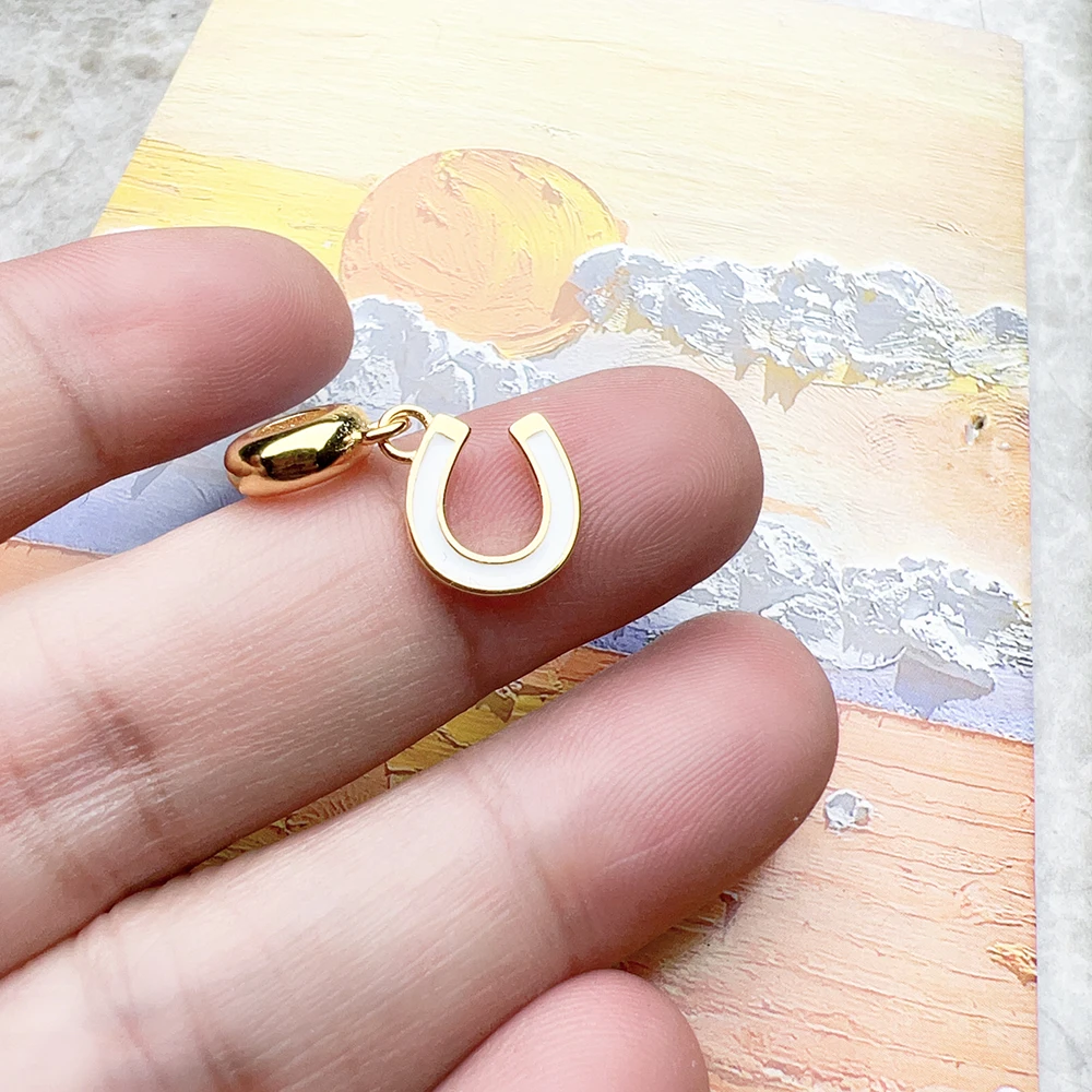 Lucky Horseshoe Golden Charms Europe Fine Jewelry Women Men Talisman Gift In 925 Sterling Silver