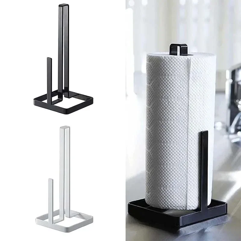 Kitchen Roll Paper Towel Holder Bathroom Tissue Stand Black And White Napkins Rack Home Kitchen Storage Accessories