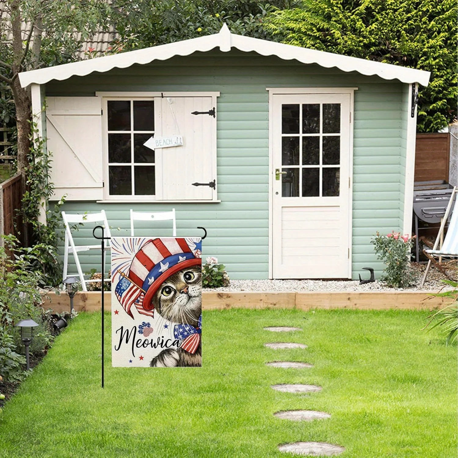 Patriotic Cat Welcome Garden Flag 6