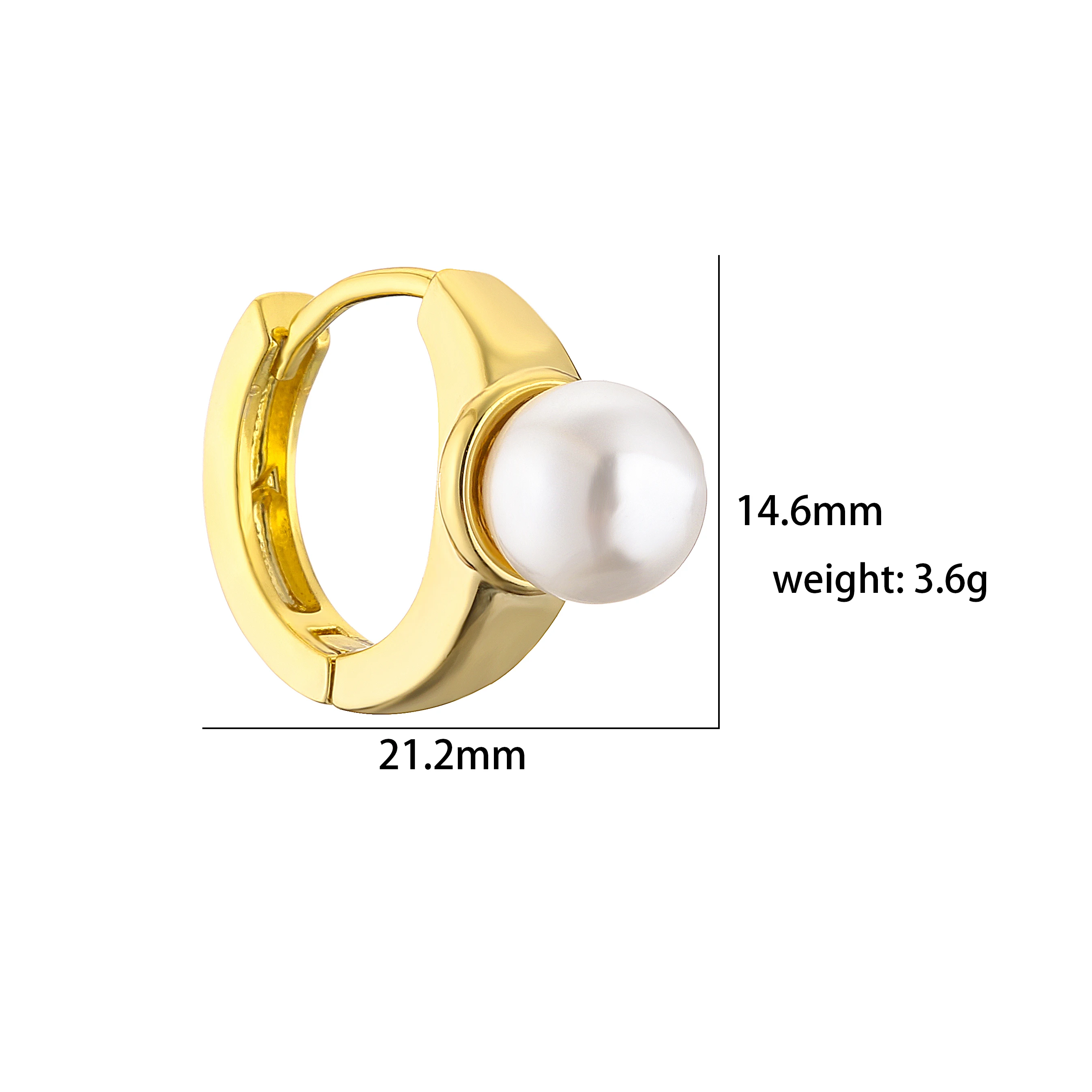 HECHENG, Pearl Gold Color Hoop Earrings For Women Thick Circel Round Hoops Pearl Beads Ear Rings Jewelry Wholesale