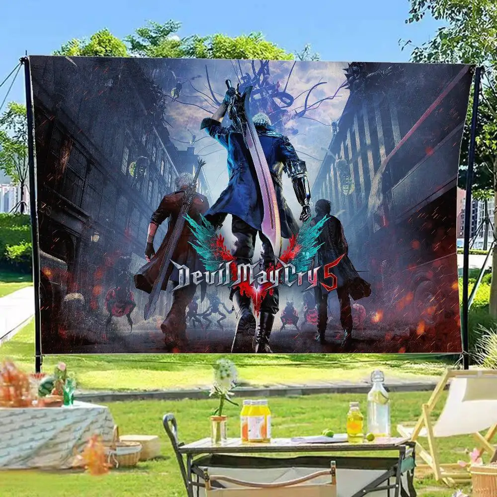 D-Devil May Cry-S Game Retro Flags Multiple Choice Living Studio Booth Interior Decoration Banner