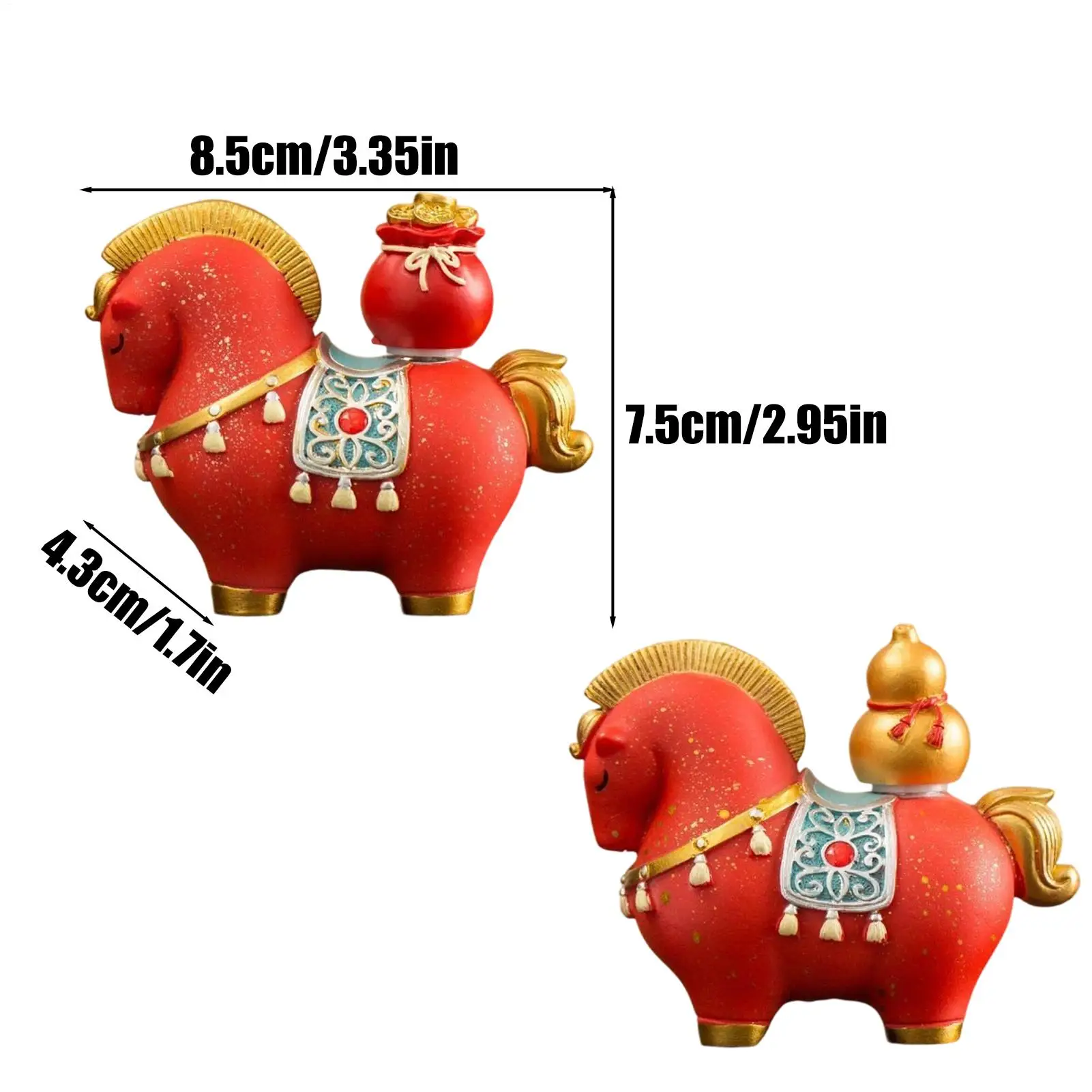 2 قطعة التماثيل الحصان الصيني السنة الجديدة الديكور 2026 الراتنج السنة الصينية من تمثال الحصان مهرجان الربيع منضدية ديكور #6
