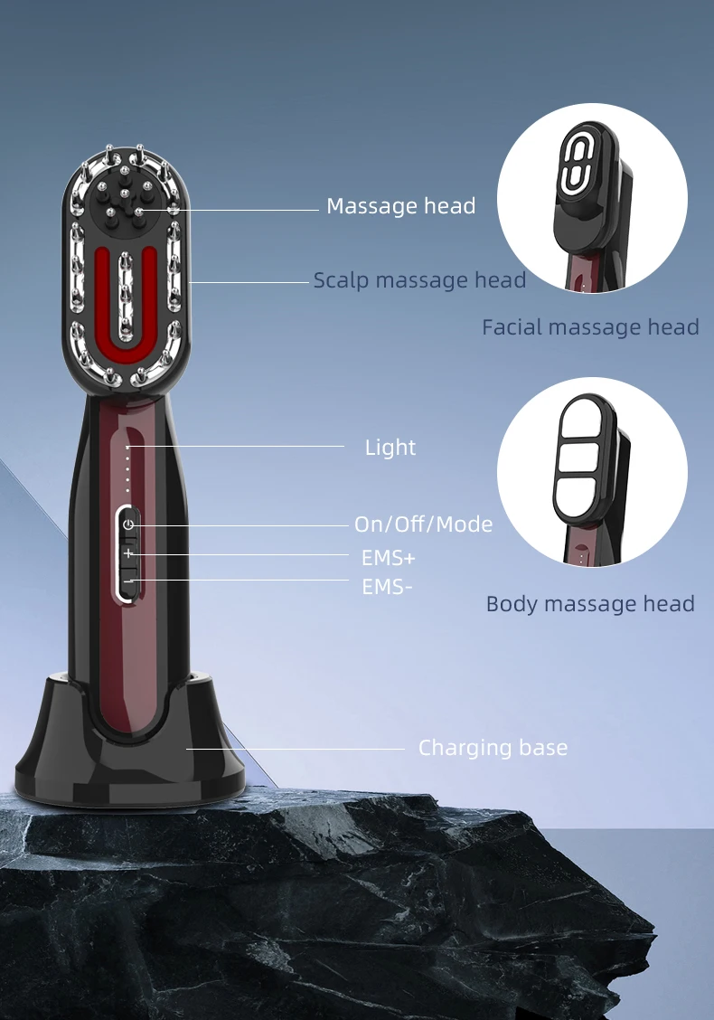 

Расческа для роста волос красного света, электрический массажер для кожи головы, расческа для ухода за волосами с эссенционной инфузией для предотвращения выпадения волос