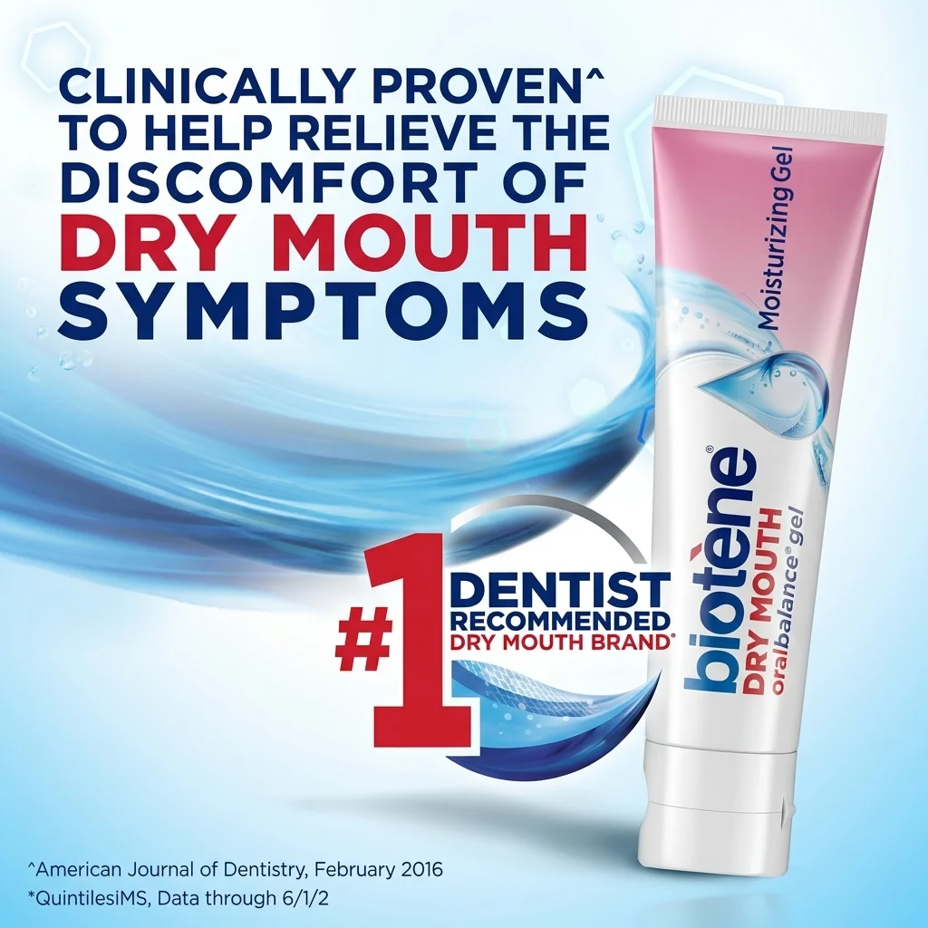 Biotene Dry Mouth Gel Oral Balance Moisturizing Relief Long Lasting Hydration Alcohol-Free Saliva Substitute for Sensitive Mouth