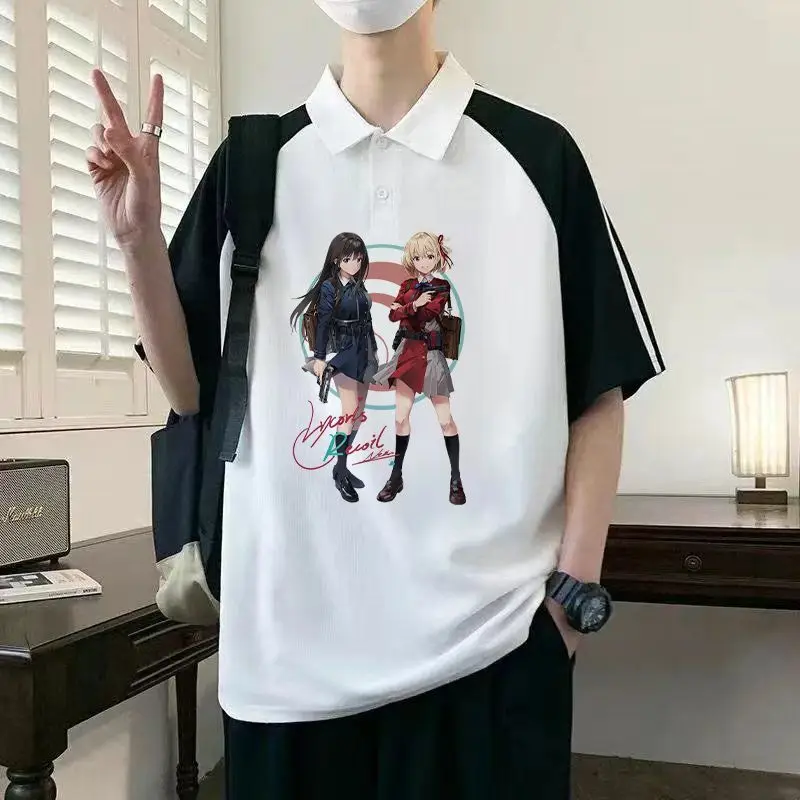 

Licolis Thousand Bunches Top Cosplay Turn-Down Collar T-Sh Men Anime Merchandise Two-Dimensional Casual Pain Clothing Polo