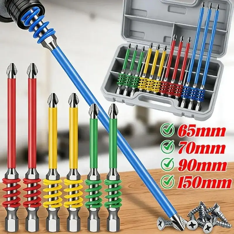 Magnetic Anti Slip High Hardness Screwdriver Bit Set With Multiple Sizes And Storage Case Perfect For Home Repair Woodworking