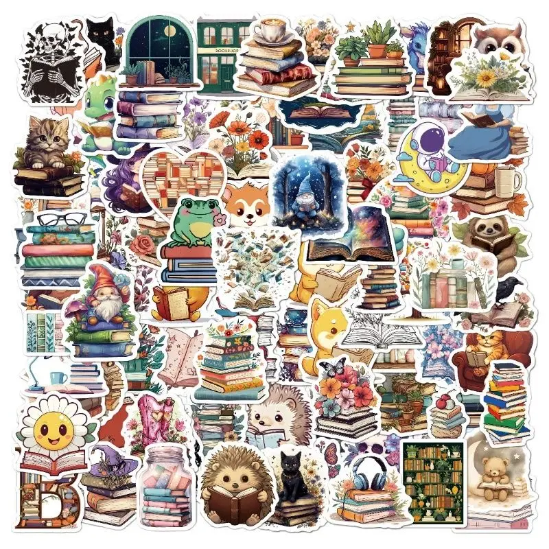 100 Reading Graffiti Vintage Sticker Waterproof Decorative Cartoon Stickers for Retro Scrapbooking Notebooks Luggage Accessories