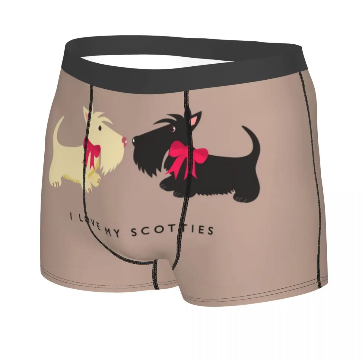 Custom I Love My Scotties Boxers Shorts Men's Scottish Terrier Dog Briefs Underwear Novelty Underpants