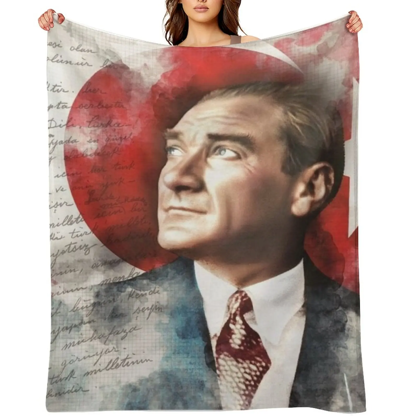 

Ataturk Turkish Flag Throw Blanket Luxury Throw Giant Sofa Luxury Brand Bed linens Blankets