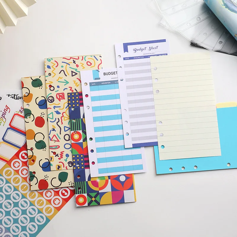 A6 Binder Budget Planner Organizer 6 Ring Binder Envelopes Pockets and 12 Pieces Expense Budget Sheets