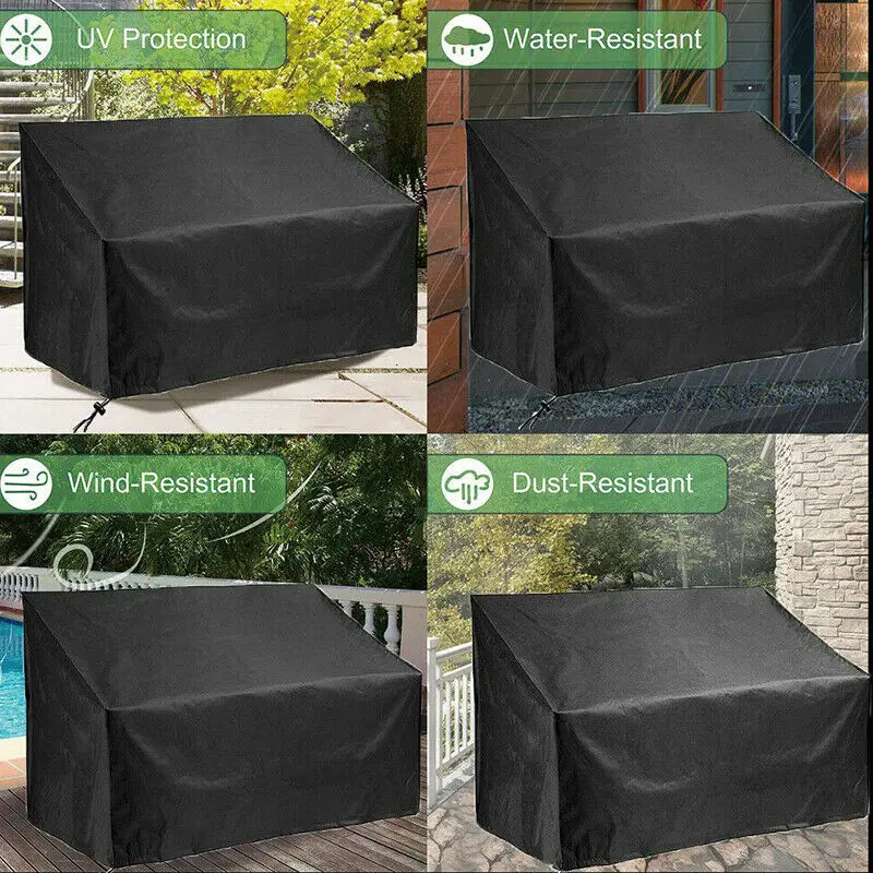 Woodside 3 Seater Black Seat Cover Garden Bench Furniture Protection Case Waterproof Cover Anti-dust All-Purpose Covers