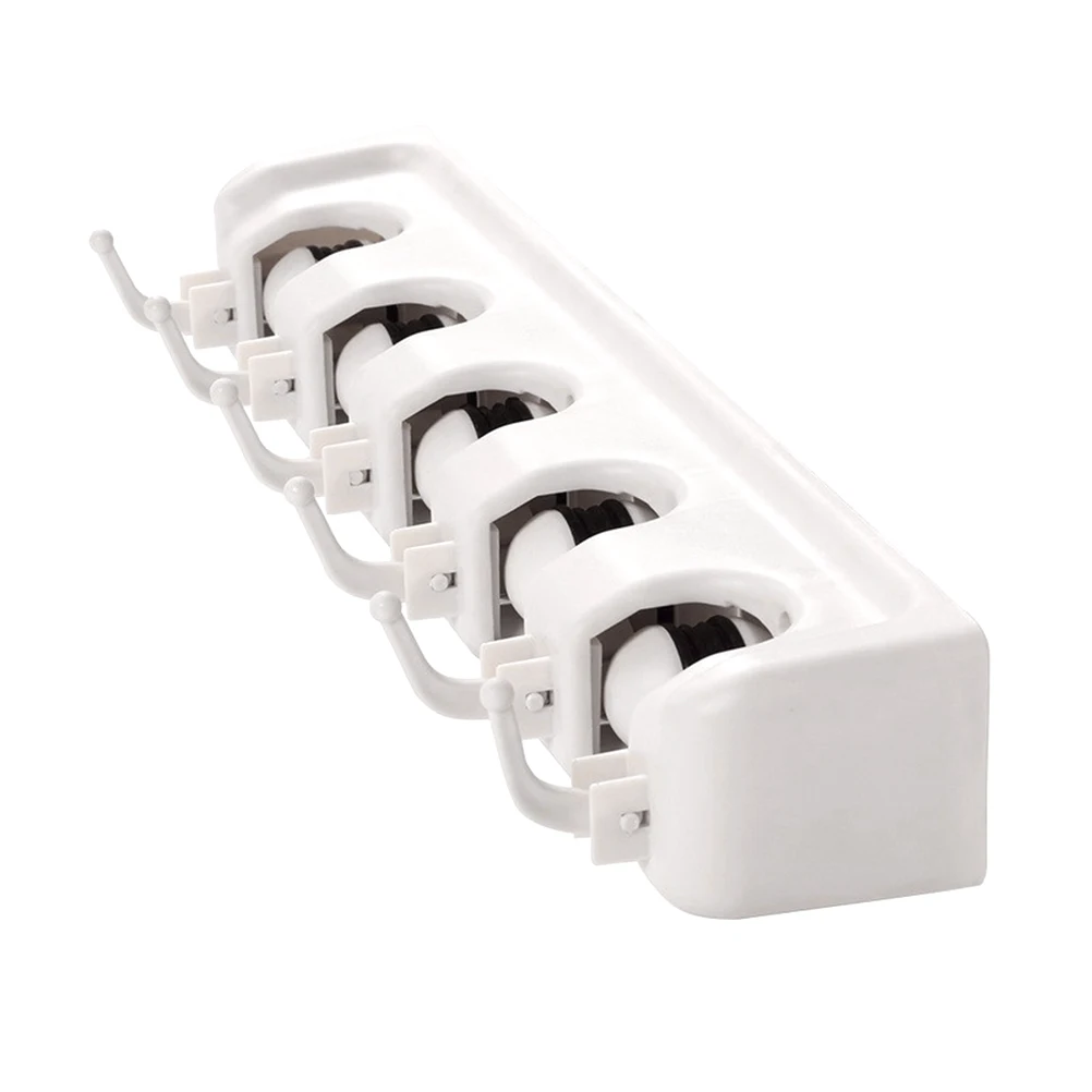 

Mop Hanger Broom Organiser 6 Hooks 5 Positions Wall Mounted Durable PP Plastic Kitchen Garden Garage Laundry Office Tool