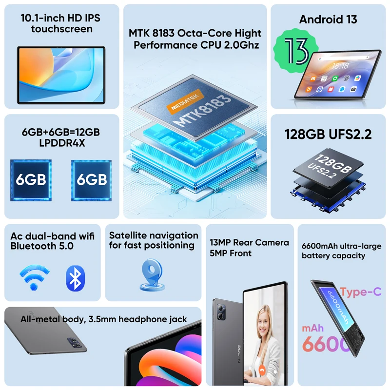 New arrvial N-one NPad Q  MTK8183 8-Cores Tablet PC 10.1'' Android 13 6600mAh 12(6+6)GB  128GB  1280*800 FHD IPS WiFi