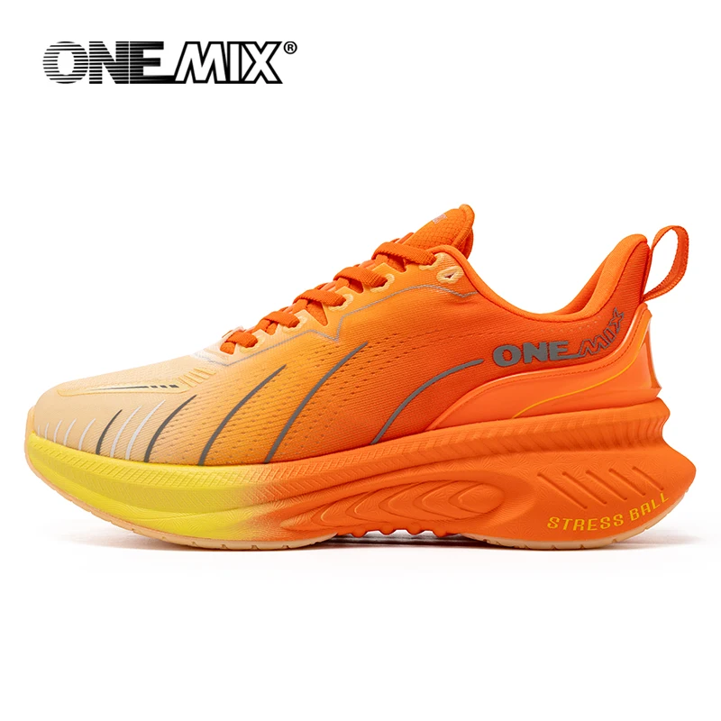 ONEMIX Nieuwe Demping Loopschoenen Voor Mannen Geschikt Zware Lopers Lace Up Sport Vrouwen Antislip Outdoor Atletische Mannelijke Sneakers