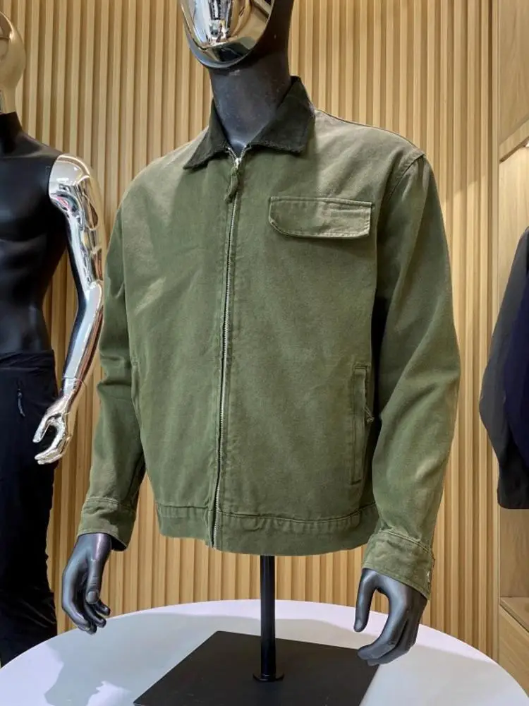 

Retro American Corduroy Workwear Jaet Men's Autumn Waed Loose Pure Cotton Collar Color Blo Outerwear Youth Trend