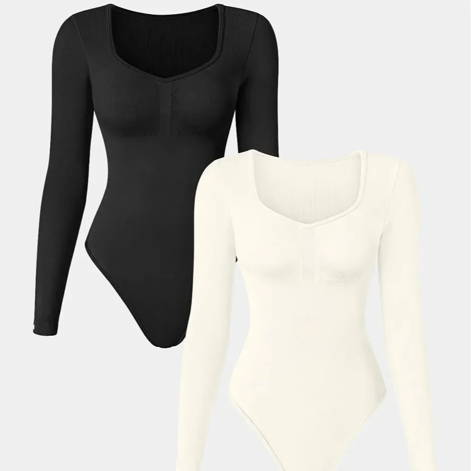 

Seamless Knit Long Sleeve V-Neck Yoga Sport Bodysuit European And American Best Seller Casual Comfortable Women's Clothing