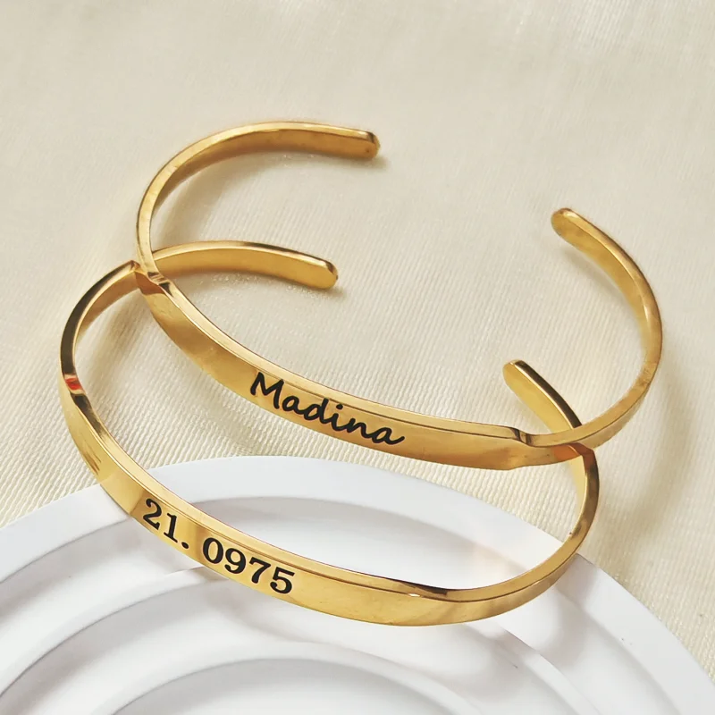 

Customized bracelet, stainless steel minimalist light plate engraved leather woven bracelet for men