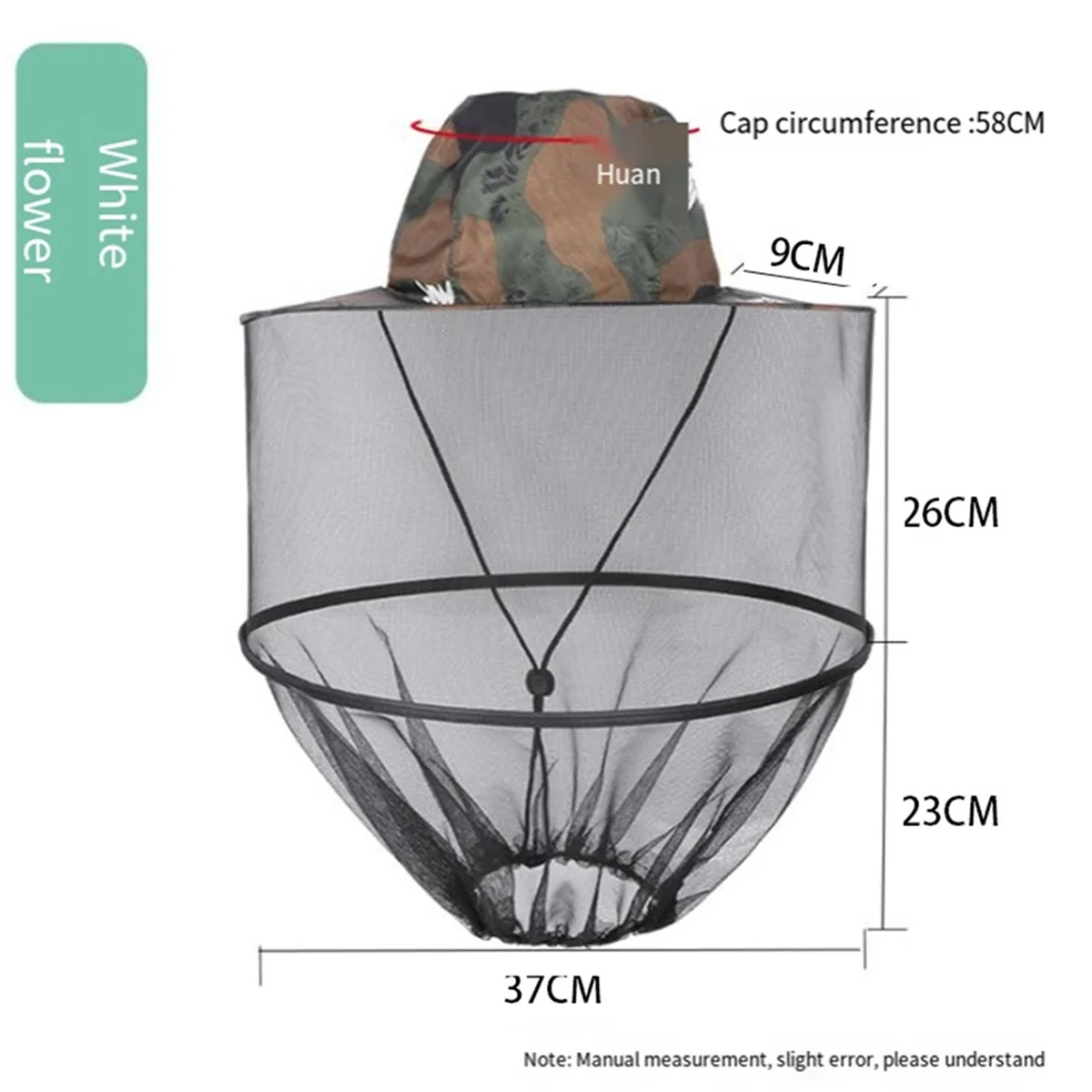 

Gray Camouflage Outdoor Anti-Mosquito Fishing Net Hat, Suitable for Fishing, Camping and Other ActivitiesJAS