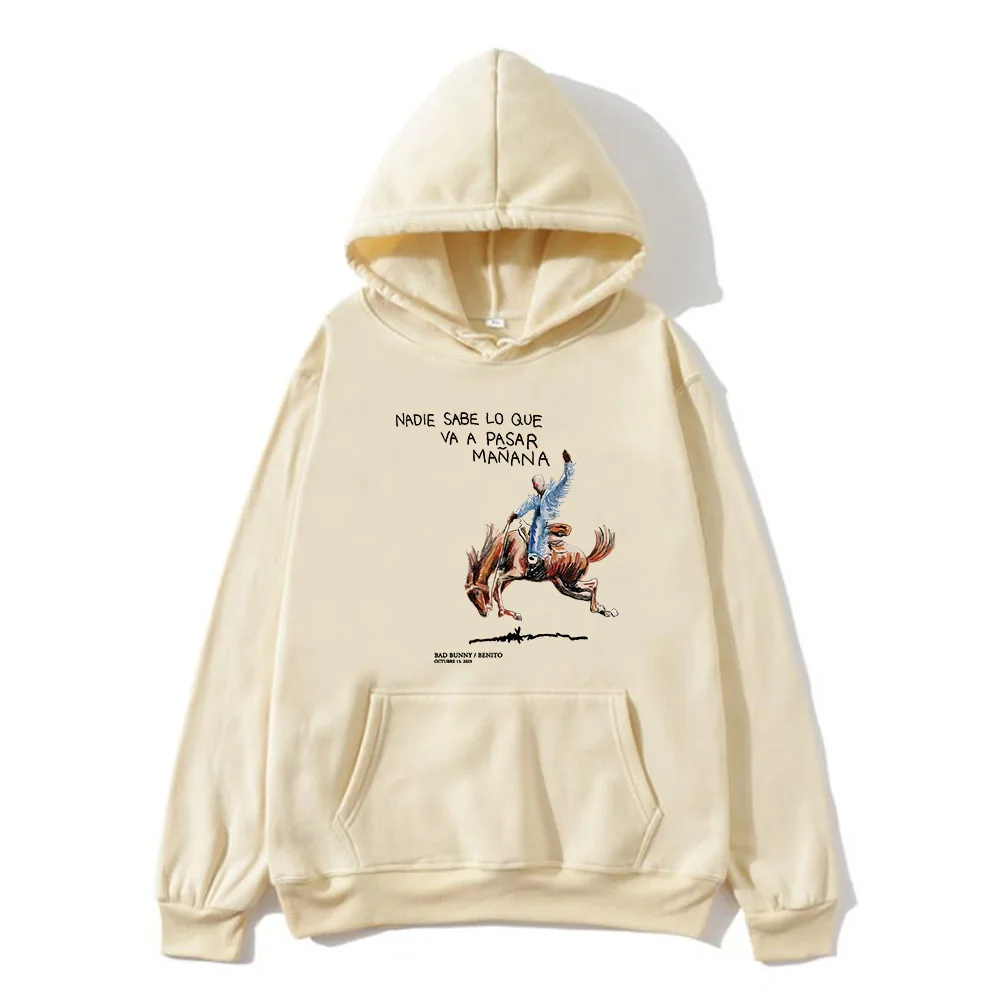 Bad Bunny Hoodies Album Nadie Sabe Lo Que Va Pasar Manana Sweatshirts Moletom Long Sleeve Men/Women Sudaderas Graphic Print Tops