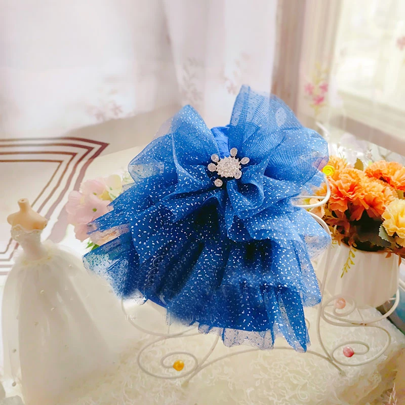 Imagem -04 - Filhote de Cachorro Roupas de Cachorro Artesanal Luxo Azul Longo Cauda Rendas Vestidos de Casamento para Pequeno Cão Pet Roupas Cabolsas Trajes Poodle Chihuahua