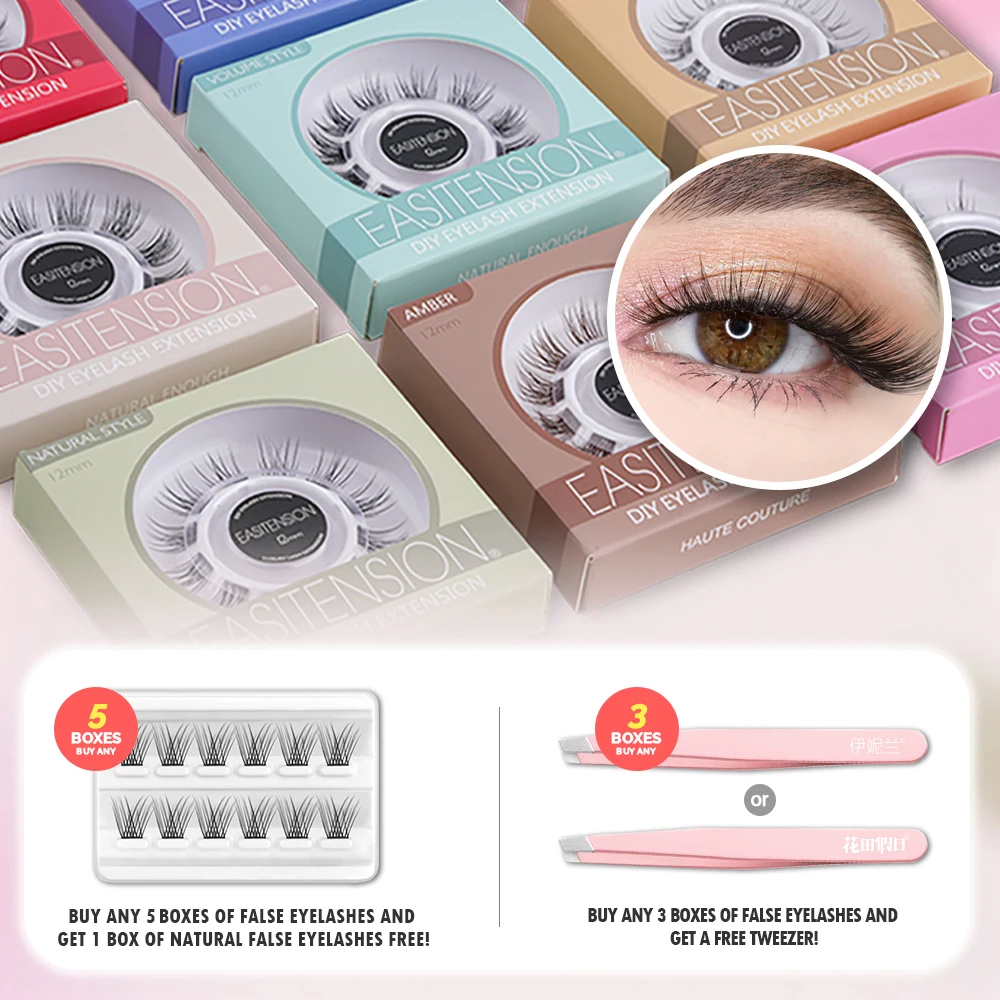 EASITENSION  9 Styles DIY Cluster Eyelash Extension Female Makeup Faux Mink Volume Natural Dovetail Segmented Lash