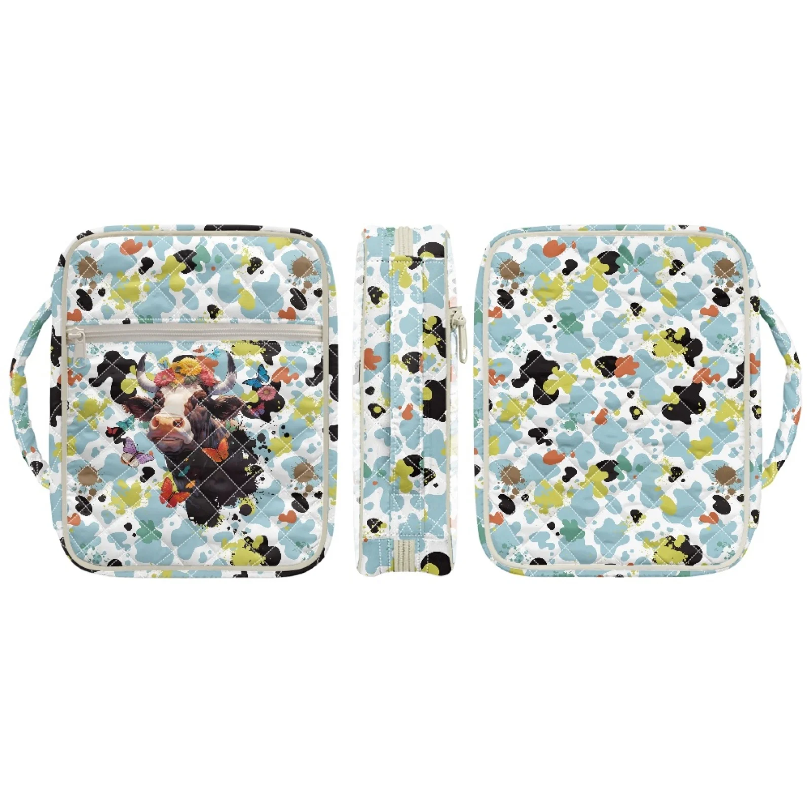 Coloranimal Paint Splash 2026 Collection Portable Bible Cover Case for Daily Use Polyester Fabric Quilted Bible Cover Case