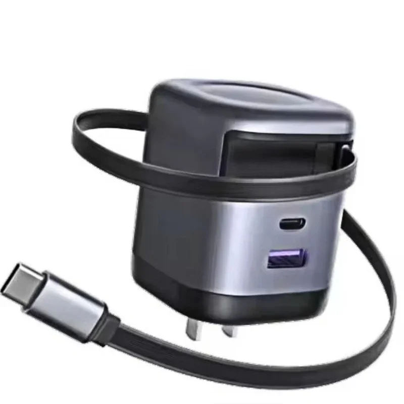 

65W retractable USB C charger fast charging wall charger adapter 2 ports