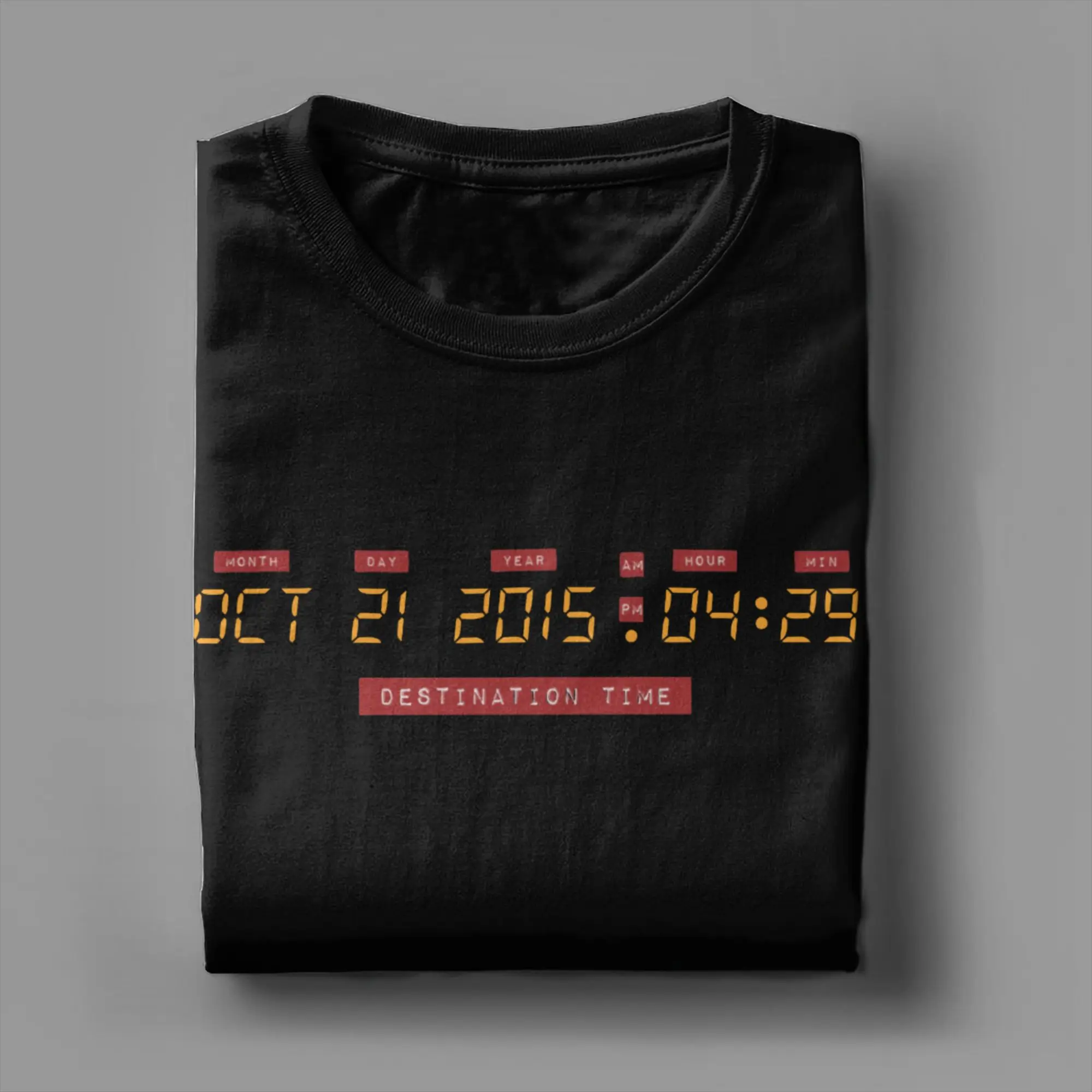 العودة إلى المستقبل 21 أكتوبر 2015 4:29 تي شيرت رجالي DeLorean أرقام رهيبة تيز قصيرة الأكمام س الرقبة تي شيرت القطن الصيف بلايز