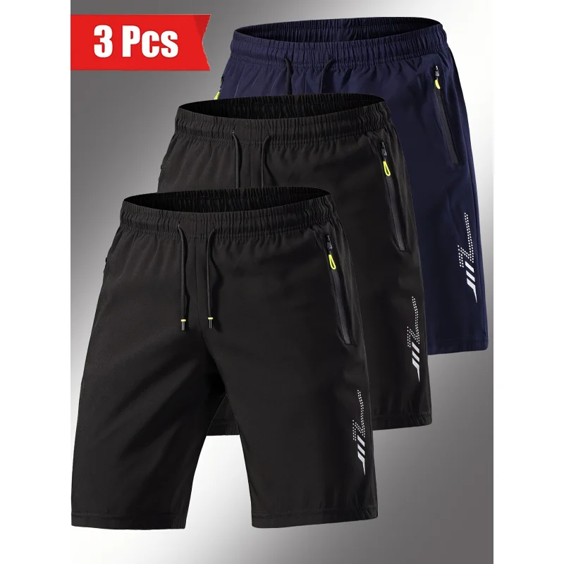 Short Pants Men Summer Shorts 3-Pack Men's Plus Size Quick-Drying Sports Breathable Elastic Waist Loose Fit Man Clothes Fashion