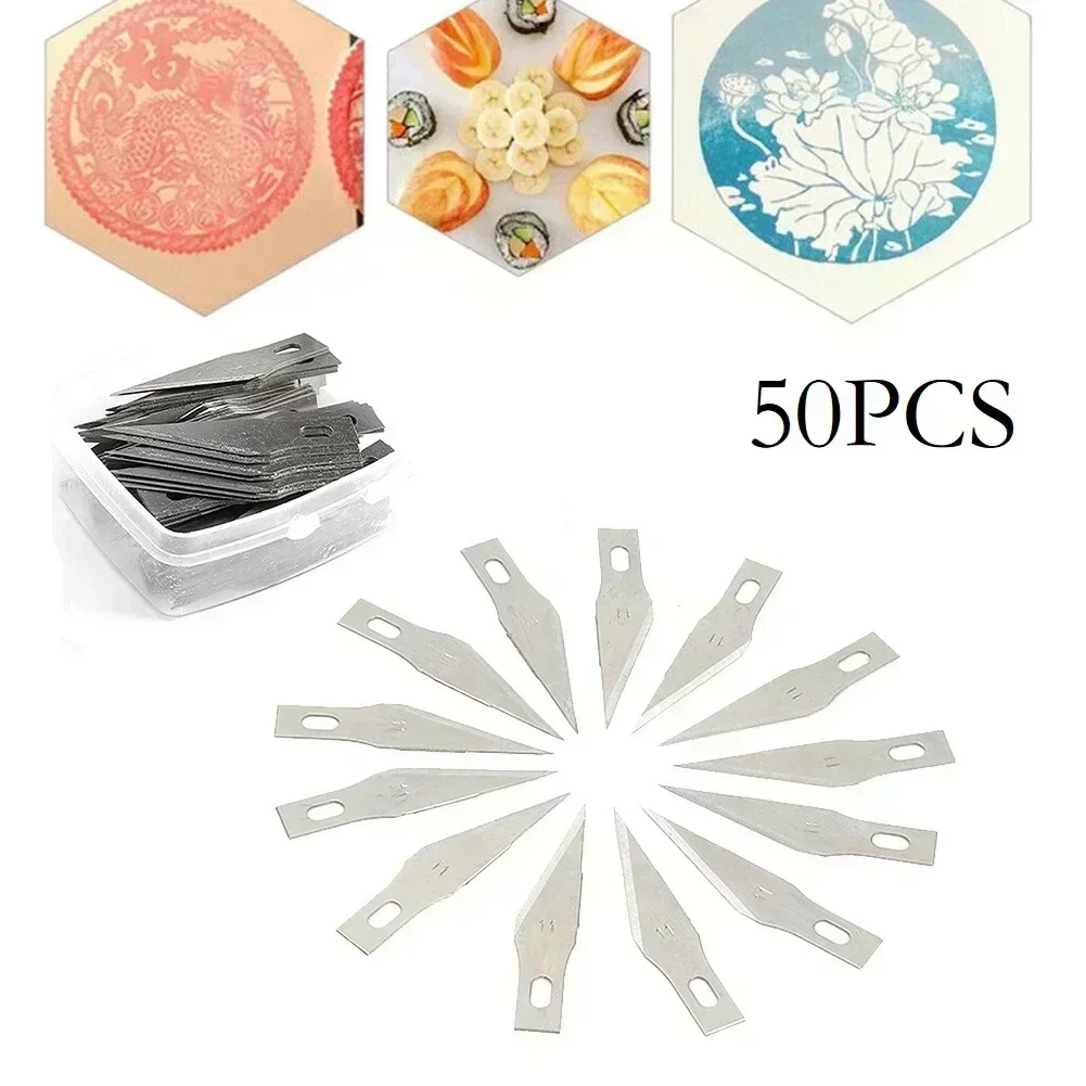 50 stuks 11 #   Carving Messen SK-5 Multi Tool Craft Mes Vervangende Onderdelen Voor X-acto Exacto Tool Houtbewerking Tool