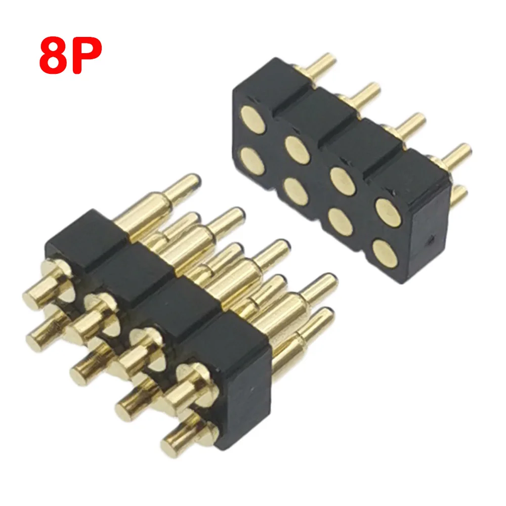 1pcs Spring Loaded Pogo pin Connector Socket 8P Pogopin Male Female 8 pin Dual Row DIP Pitch: 2.54mm