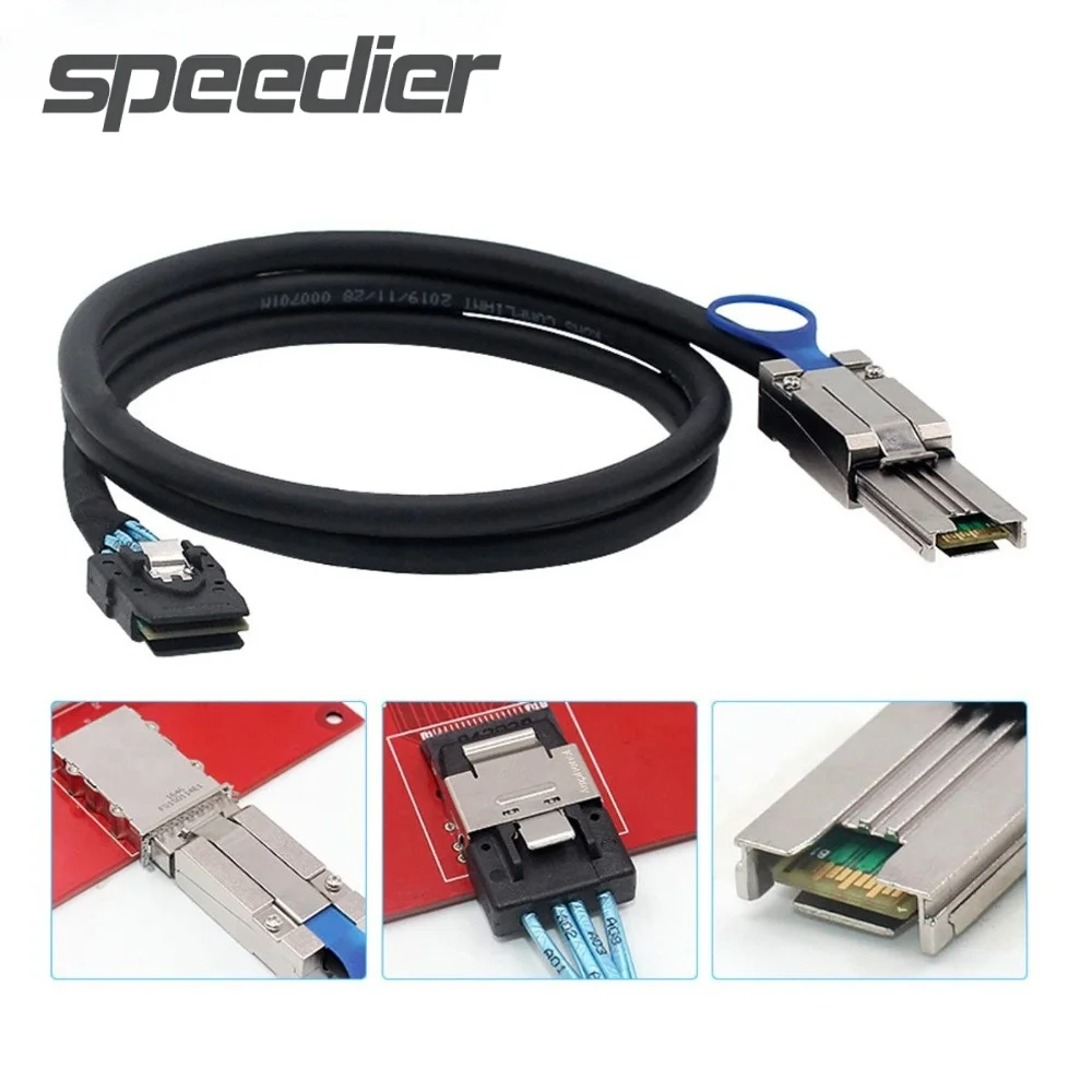 كابل HD MINI SAS SFF8087 كابل 180 درجة إلى SFF8088 يدعم كابل خادم عالي السرعة 6G متوفر في 0.5M 1M 2M وطول 3M