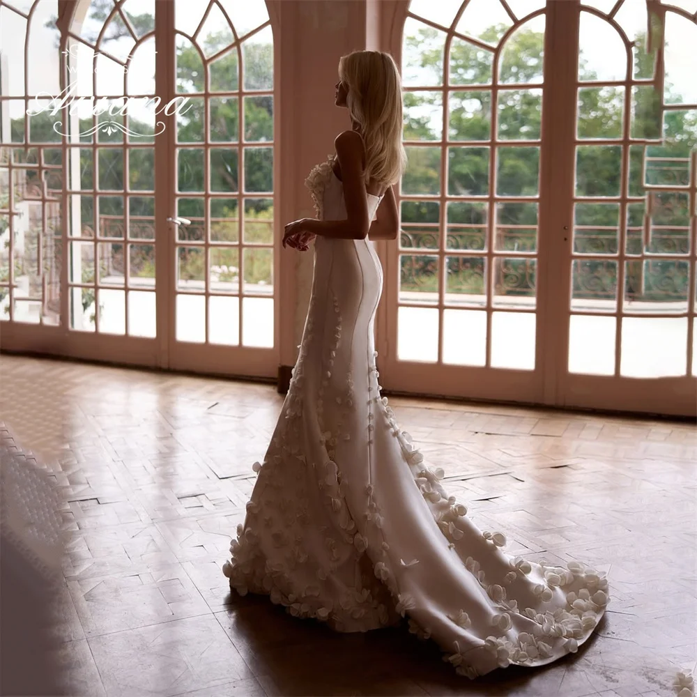 Aviana مخصص يزين زهرة حورية البحر فستان الزفاف سويب تراين السباغيتي حزام مربع الخامس بلا أكمام طول الأرض أنيقة #2