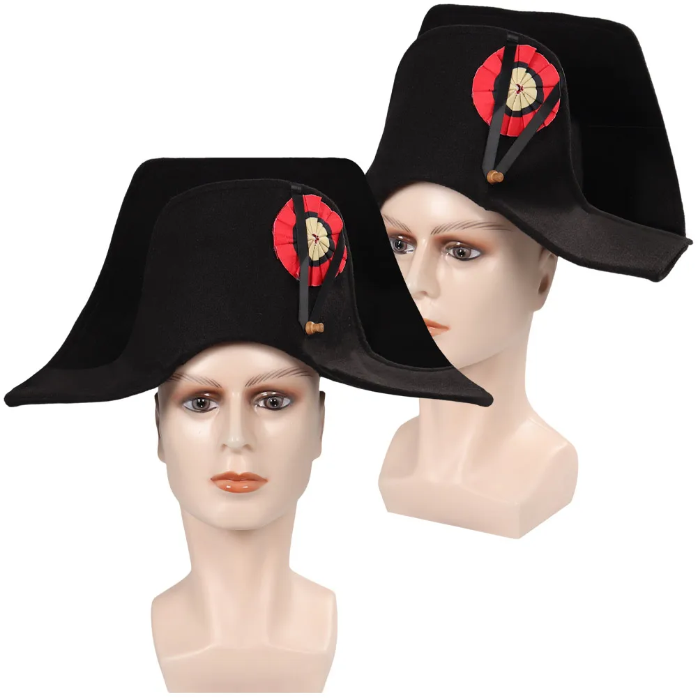 Napoleon Cosplay Costume Outfits France Captain Caps Hat Halloween Carnvial Accessories For Adults Men Male Roleplay