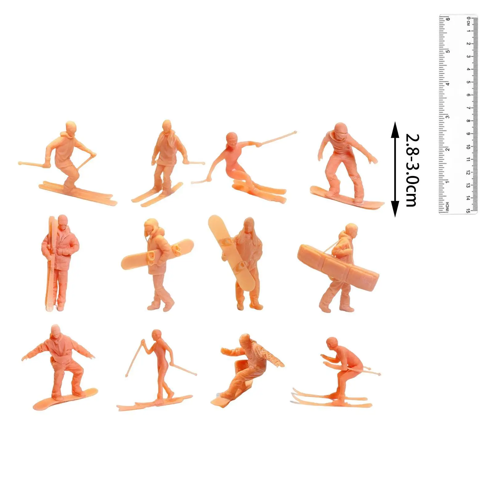 スキーの姿をした樹脂製人形モデル DIY ミニチュア ガーデンデスク装飾用