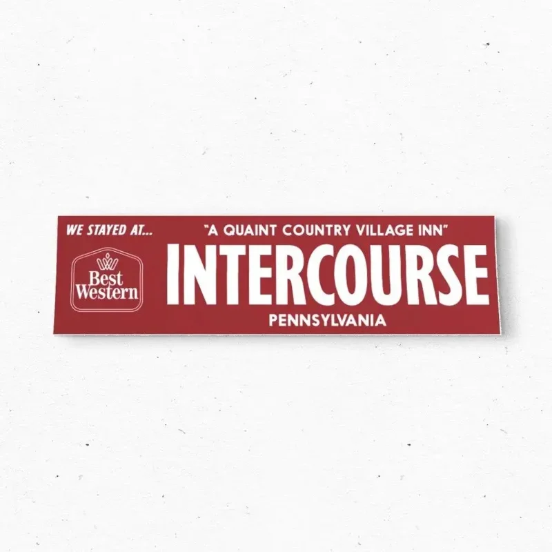 INTERCOURSE Pennsylvania Bumper Sticker - Tourism USA VTG Travel Decal 80s 90s - Bumper Stickers - Car Stickers