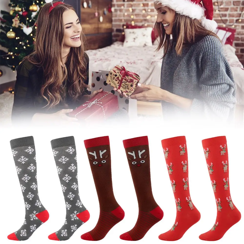 Cotton Aldult Christmas Tree Santa Claus Compression Stockings Happy Socks Compression Socks Christmas Socks