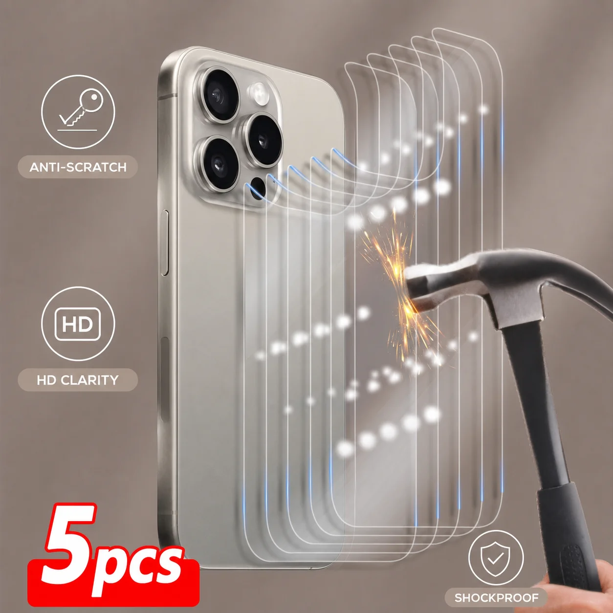 5/3/1 Stück Rückseitige Displayschutzfolie aus Gehärtetem Glas für iPhone 17 Air 16 15 12 14 13 11 Pro Max 16Plus Mini Telefone Rückseitiger Bildschirmschutz