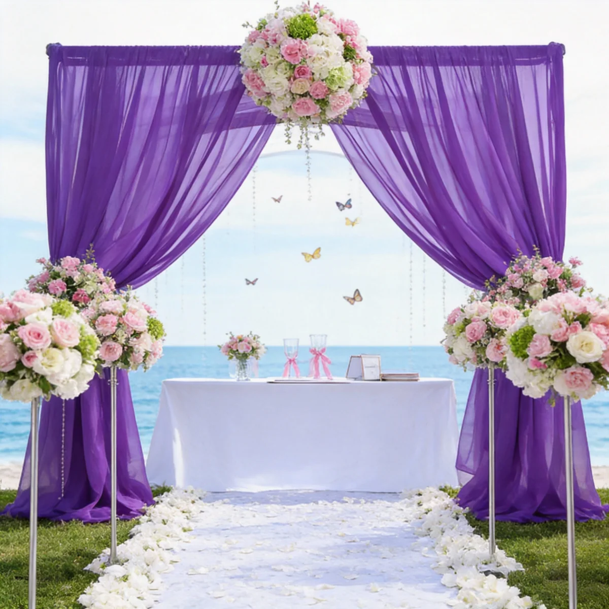 

Фиолетовая прозрачная штора-фон 20 футов x 10 футов для вечеринок, шифоновые драпировочные панели для фона, 4 панели (5 футов x 10 футов) для фотосъемки