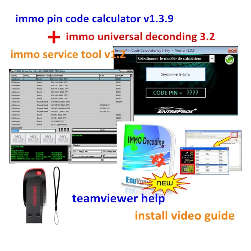 NEWEST IMMO SERVICE TOOL V1.2+IMMO Universal Decoding 3.2 with free keygen+IMMO Pin Code Calculator V1.3.9 +install video guide