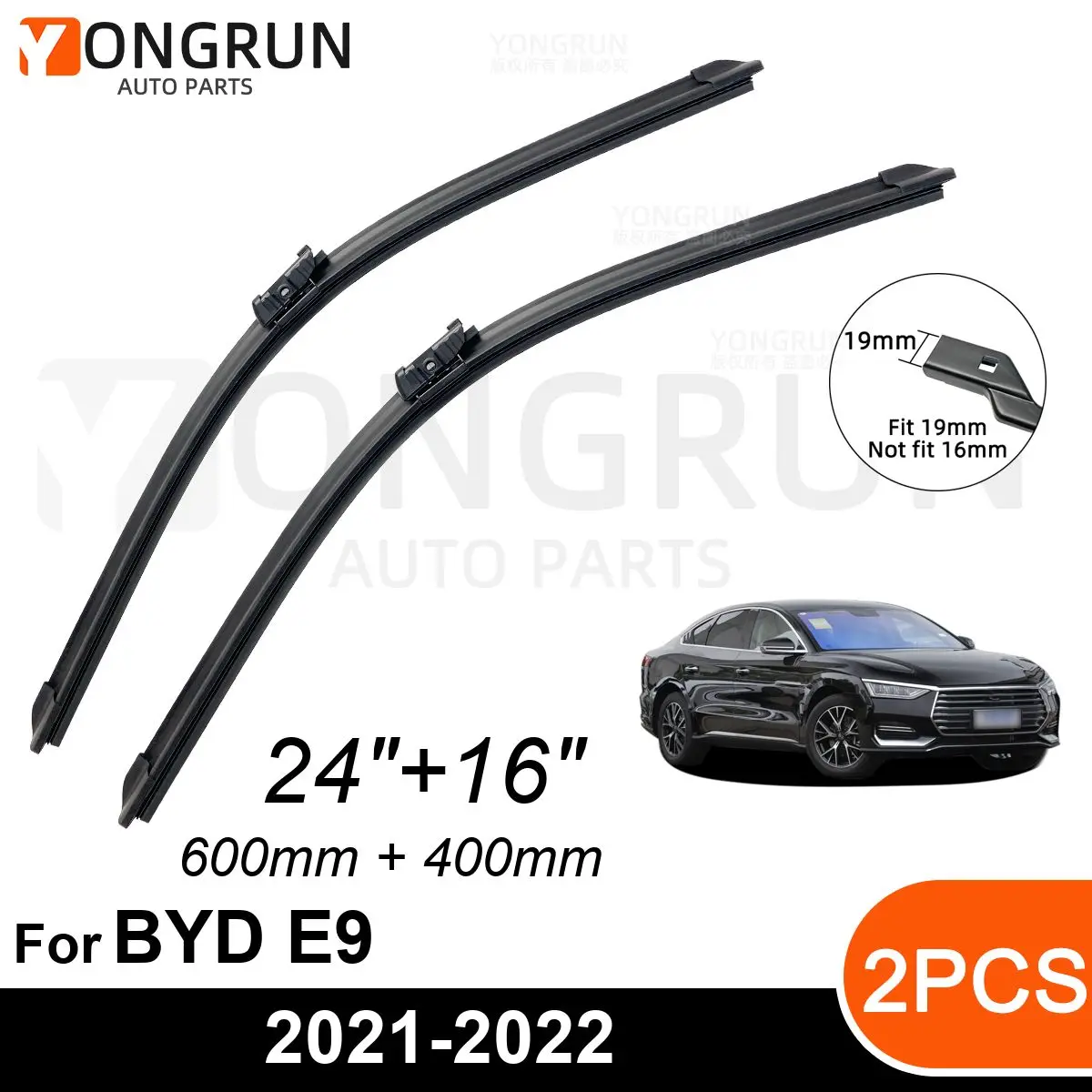 

Car Front Windshield Wipers For BYD E9 2021-2022 Wiper Blade Rubber 24"+16" Car Windshield Windscreen Accessories