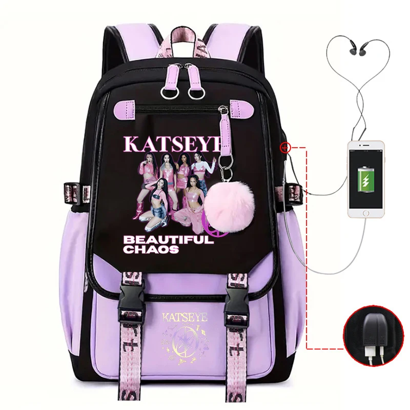 Fashion Backpack Hot Kpop Katseye Printing Backpack Girls School Bags Women Men Daily Backpack Girl Group Peripheral Backpack