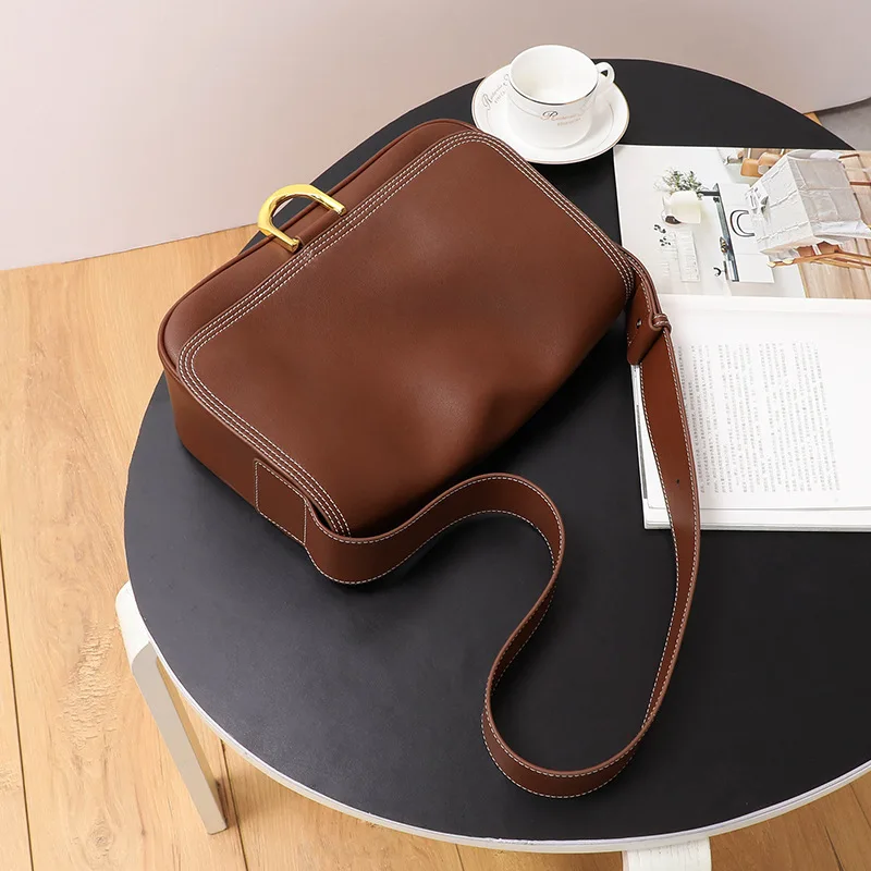 Soft Cowhide Leather Women\'s Bag Cross Body Bag Luxury Large Capacity Versatile One Shoulder Underarm Bag Lady Casual Satchels