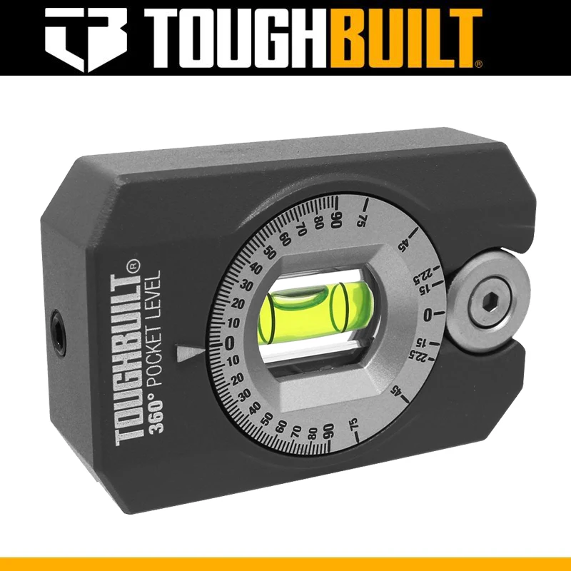 TOUGHBUILT TB-H2-L-4R 360 Degree Pocket Level Durable Small Portable  Precise Magnetic Angle Measuring Tool