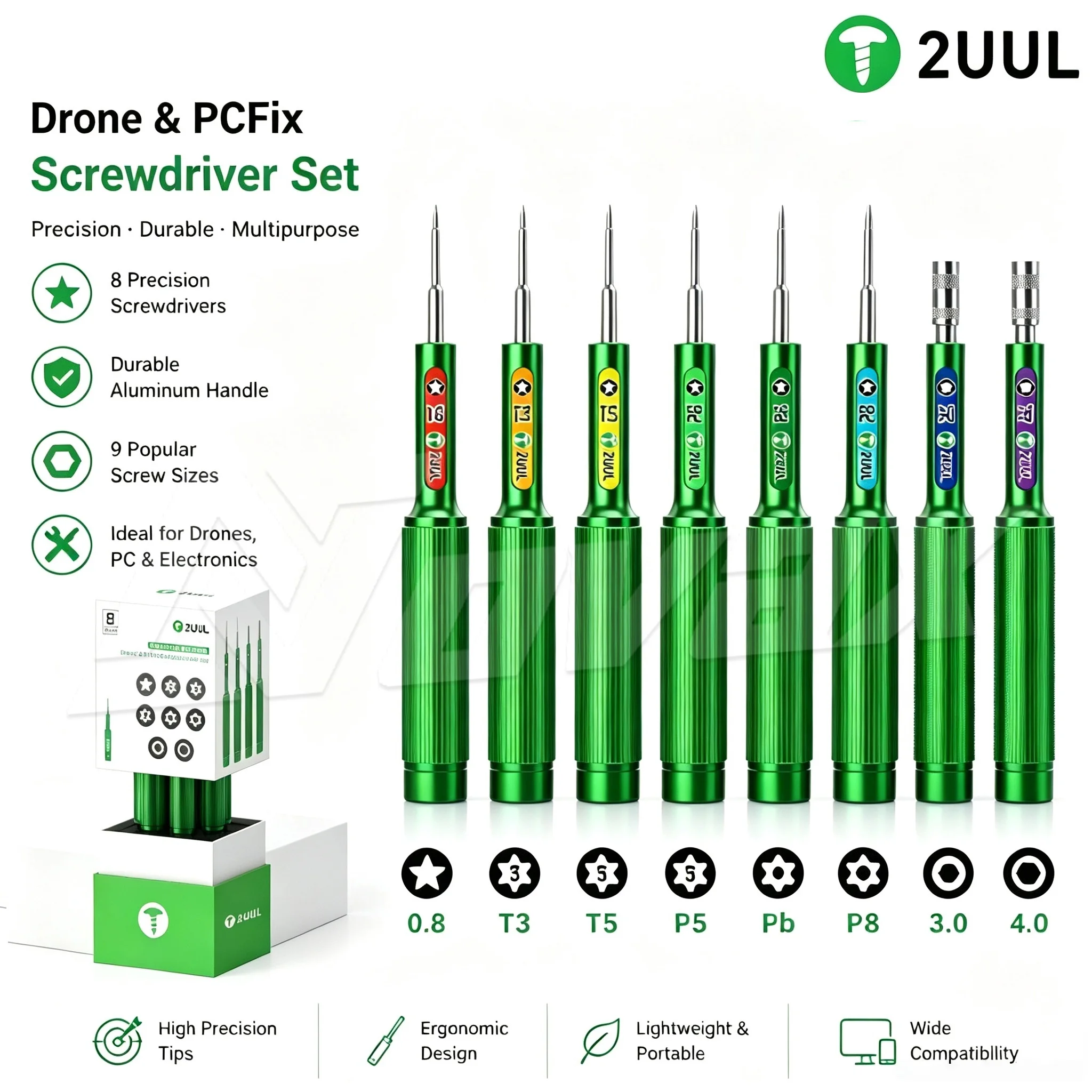 2UUL SD95 DRONE & PCFIX Screwdriver Set， Suitable for mobile phone, computer, laptop, drone maintenance tools