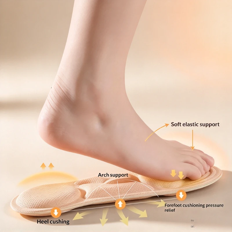 5D Cloud Soft Sports Insoles, Super Shock Absorbing, Breathable Sweat-Absorbent Comfort Foot Care Shoe Inserts