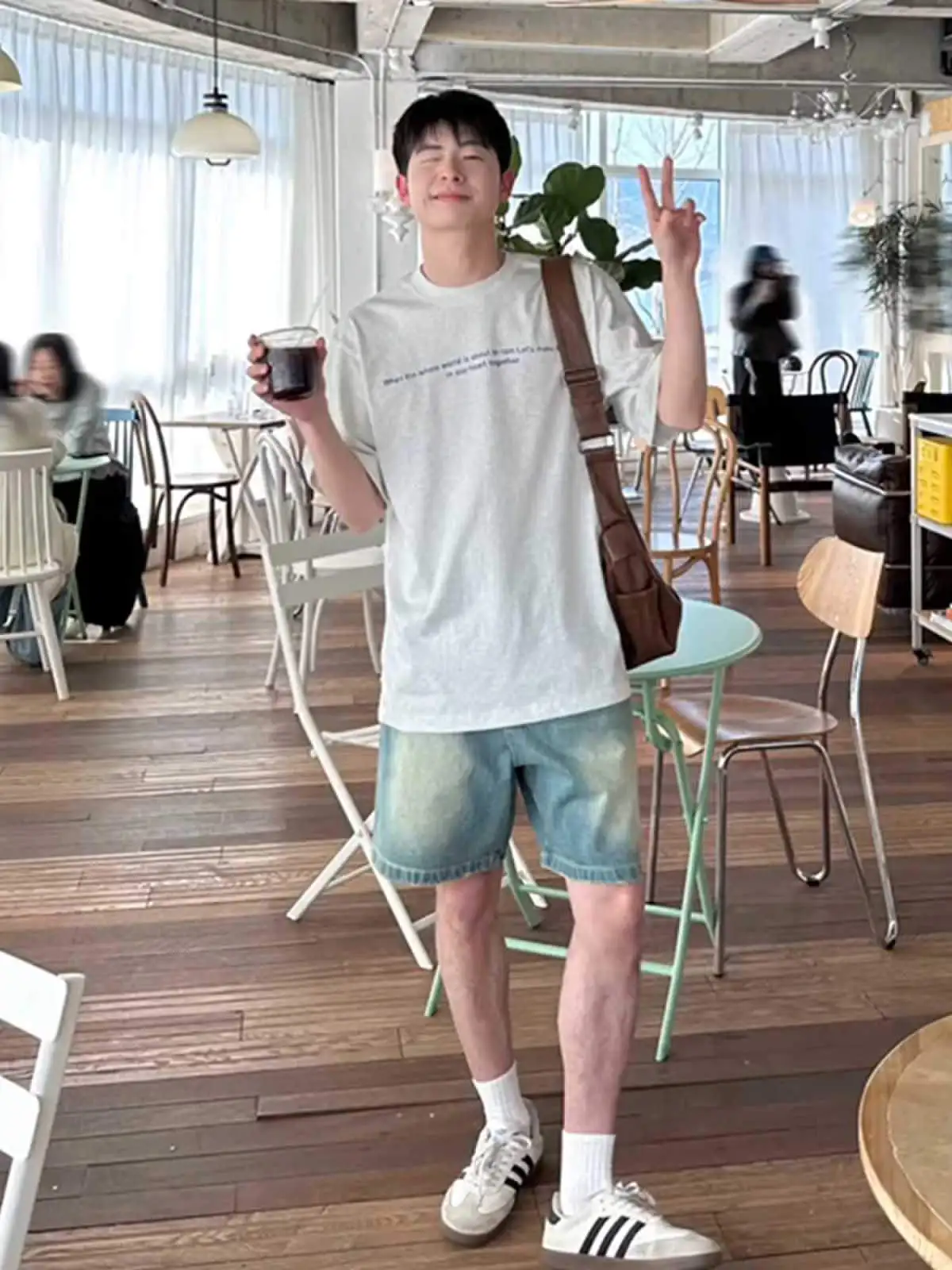 

Retro Blue Denim orts for Men CleanFit American Teen Straight Leg Summer Baskeall Sports Five-Quarter Length Casual orts