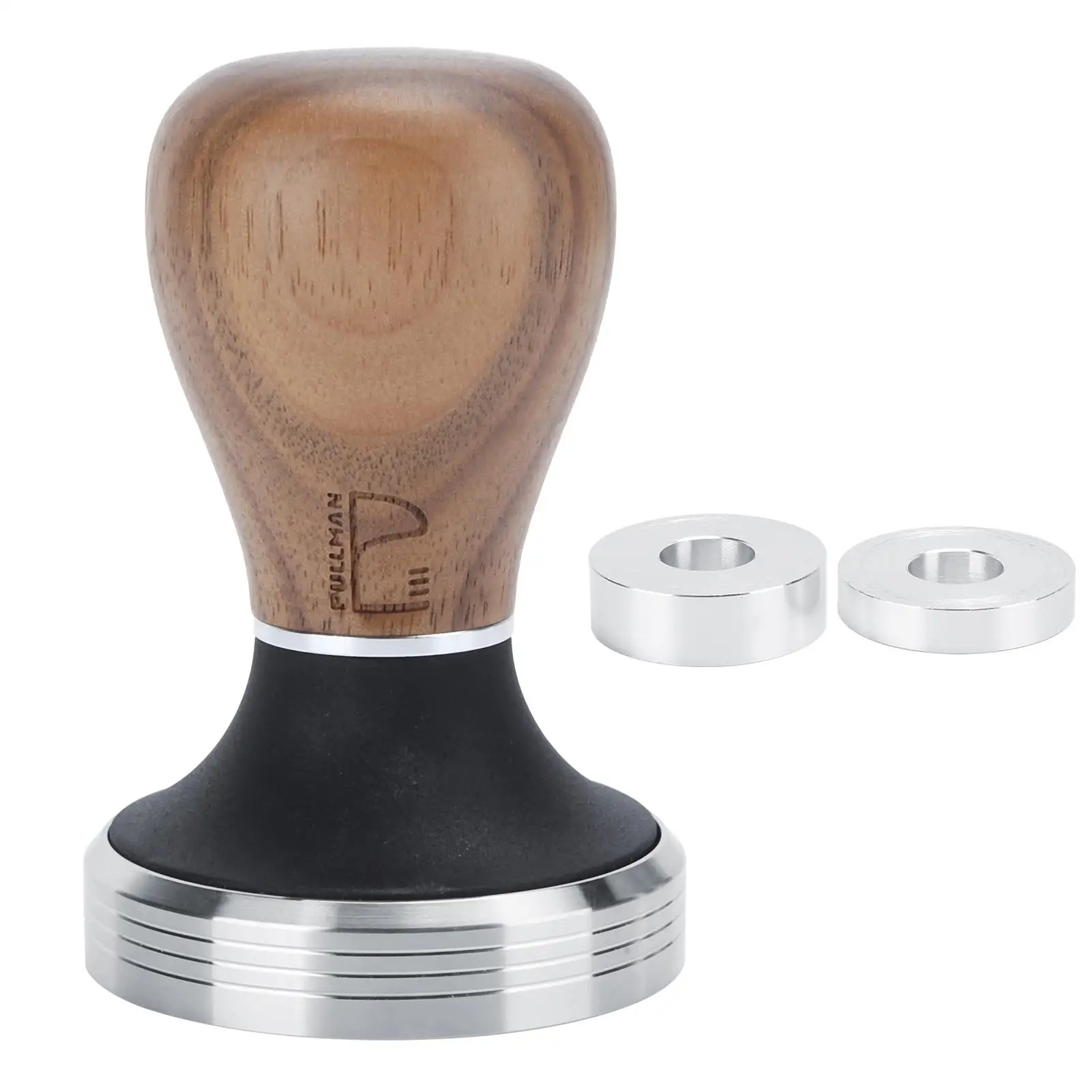 

58mm Adjustable Stainless Steel Coffee Tamper with Wooden Handle - Flat Powder Press Hammer Tool