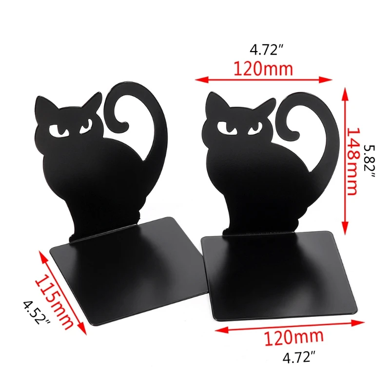 Imagem -06 - Bookends do Metal do Gato Preto Oco-para Fora Gatinho Persa Leve Durável Suportes do Livro do Não-deslizamento Bonito Par