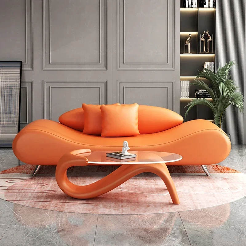 Nordic light luxury small apartment sofa Internet celebrity creative store, single and double three people simple art bed